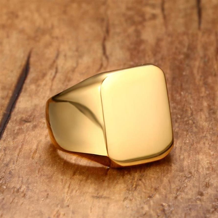 Men Club Pinky Signet Ring Personlig utsmyckad rostfritt stål Band Classic Anillos Gold Tone Manliga smycken Masculino Bijoux295K