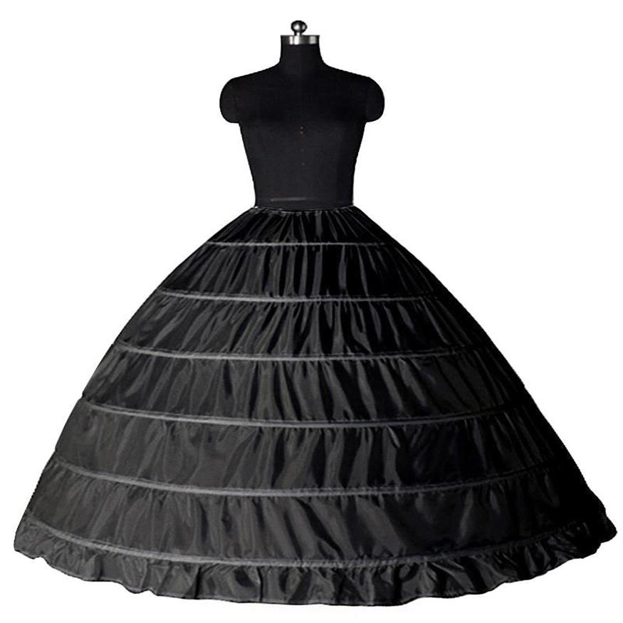 Robe de bal blanche noire 6 cerceaux jupon de mariage Slip Crinoline sous-jupe de mariée Slip 6 cerceau jupe Crinoline pour Quinceanera Dress232C