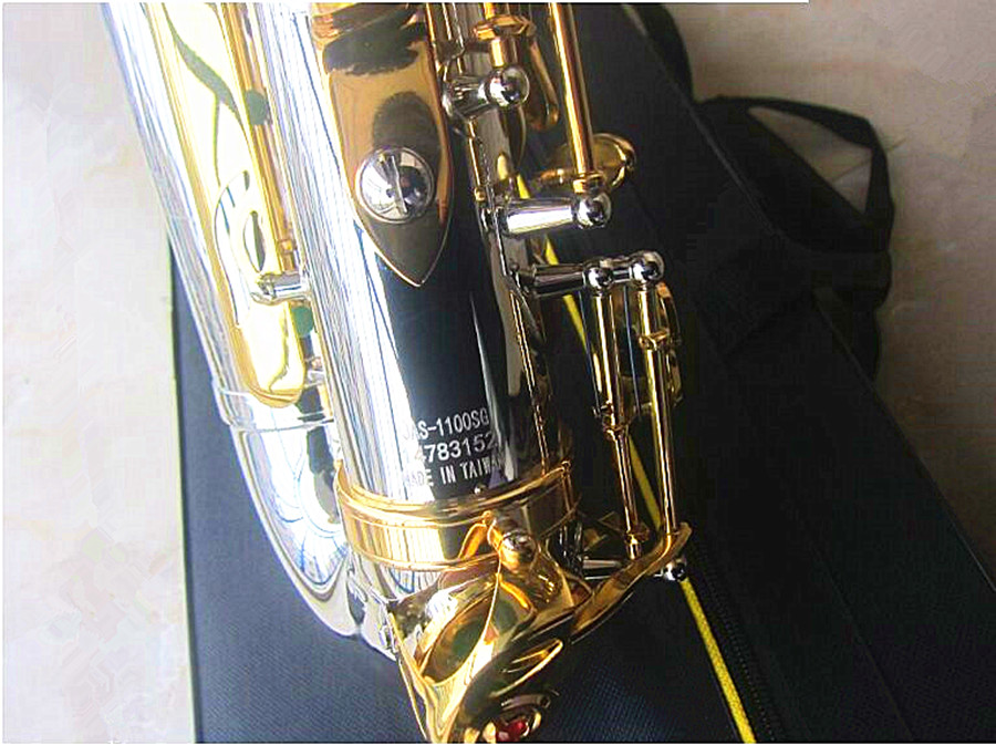 Nieuwe Eb Altsaxofoon Jupiter JAS1100SG E-platte Messing Nikkel Verzilverd Body Goudlak Sleutel Muziek Instrument Sax met Case