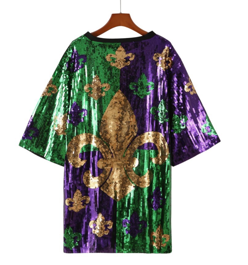 Jersey Sequins T-Shirt Dresses Women Luxury Paillette Hip Hop Jumper Dress Tops Free Ship