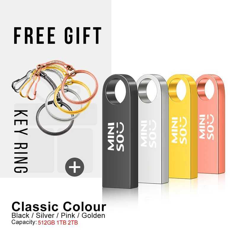 USB Flash Drives MINISO Super Usb 3.0 2 to clé USB en métal 1 to clé Usb clés USB 512G clé USB haute vitesse Portable SSD mémoire clé USB