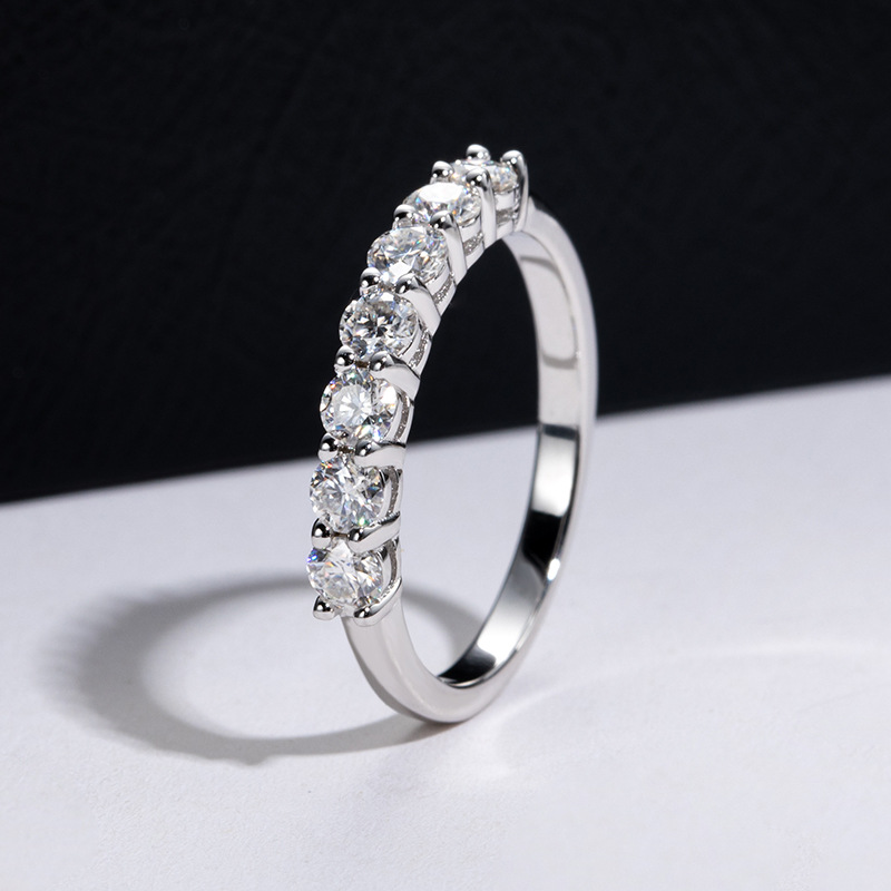 High quality Moissanite Ring for Female S925 Sterling Silver Net Red Tiktok Light Luxury Seven star Single row Diamond Ring