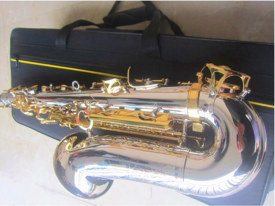 Saxofone júpiter jas1100sg alto eb, saxofone de latão banhado a prata, corpo dourado, instrumento musical, e-flat sax com estojo