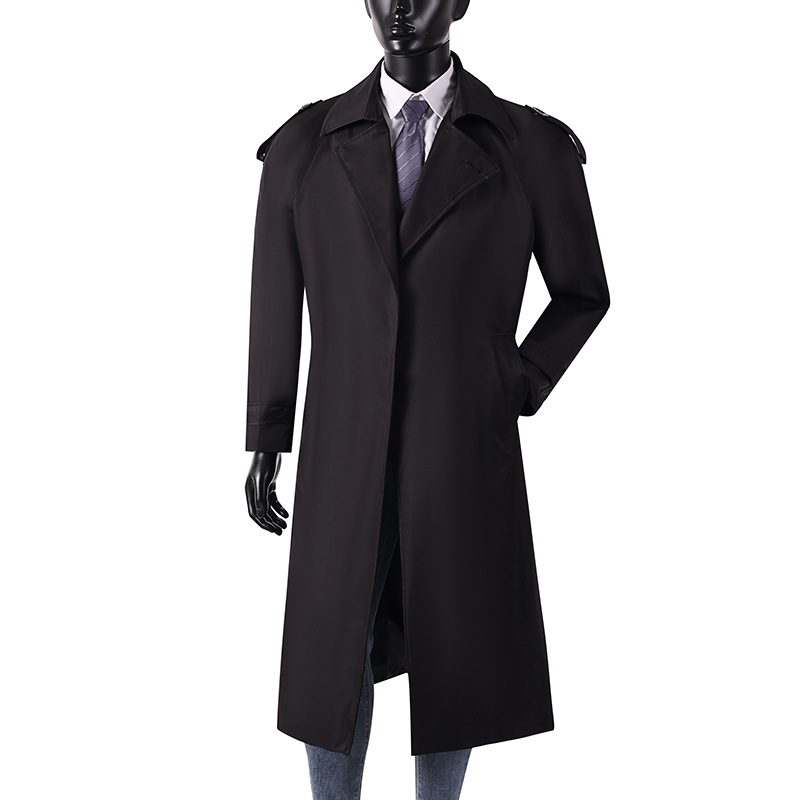 Heren trenchcoat lang marineblauw lente herfst streetwear met riem mannelijk windjack één knop klassiek vintage M-6XL