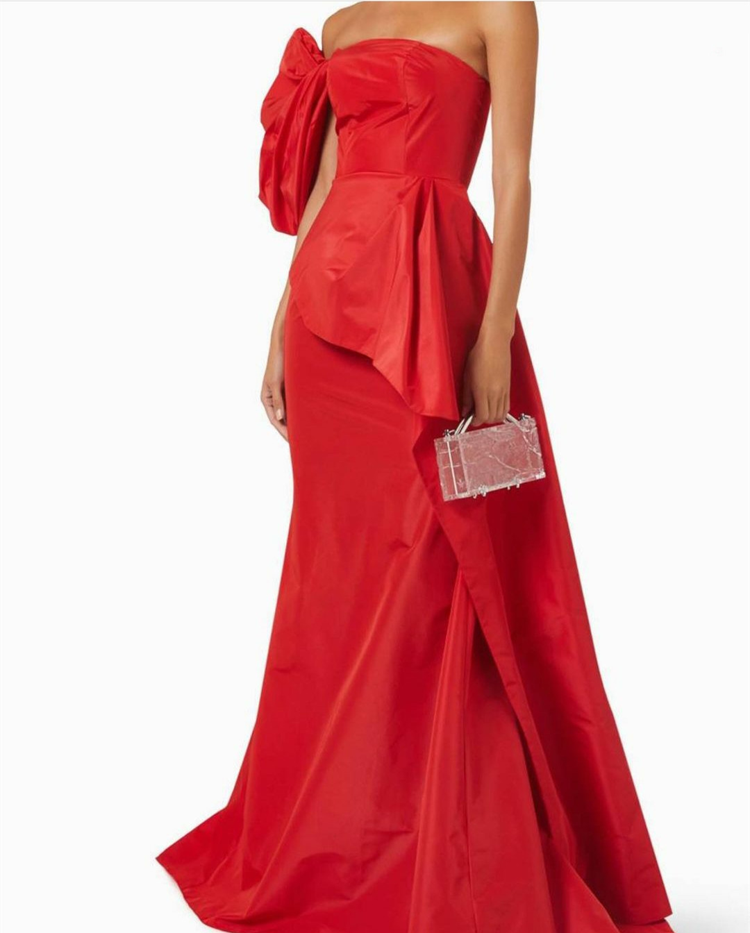 Robes de soirée élégantes longues en taffetas rouge avec volants sirène sans bretelles fermeture éclair dos balayage train robe de bal robes de soirée pour les femmes