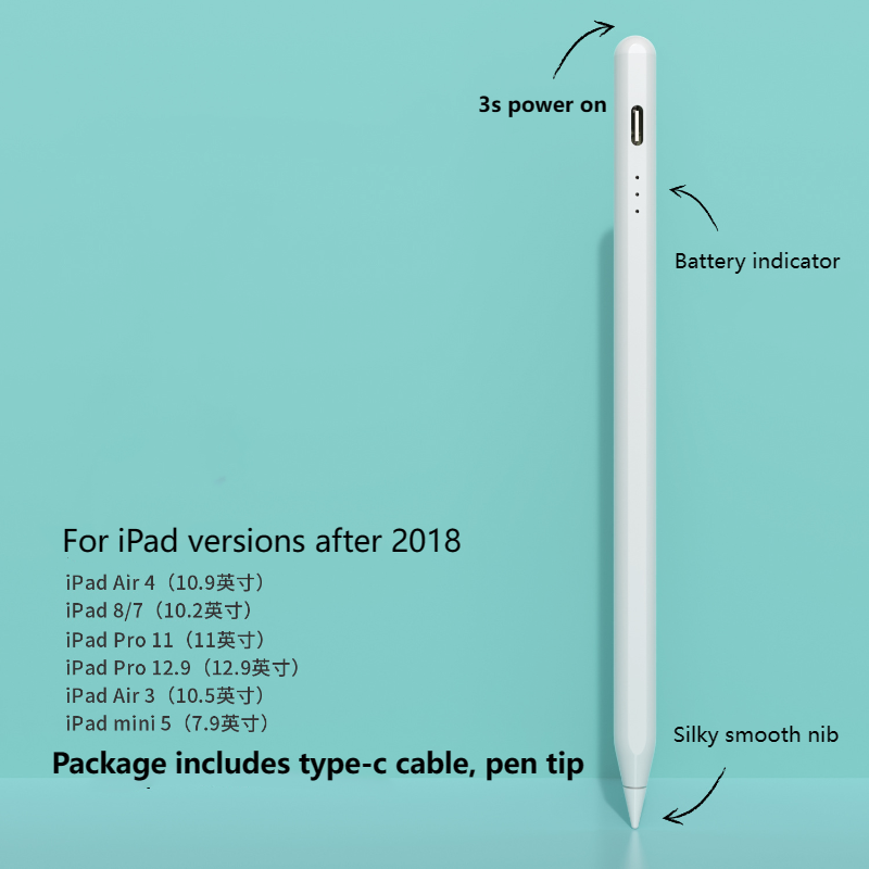 2024 منتج جديد ، قلم سعة نشط شفاف لأجهزة iPad Tablet Apple Pency ، Touch Stylus ، الشحن المغناطيسي ، اللون الصلب ، المكتب ، الرسم ، الملحقات