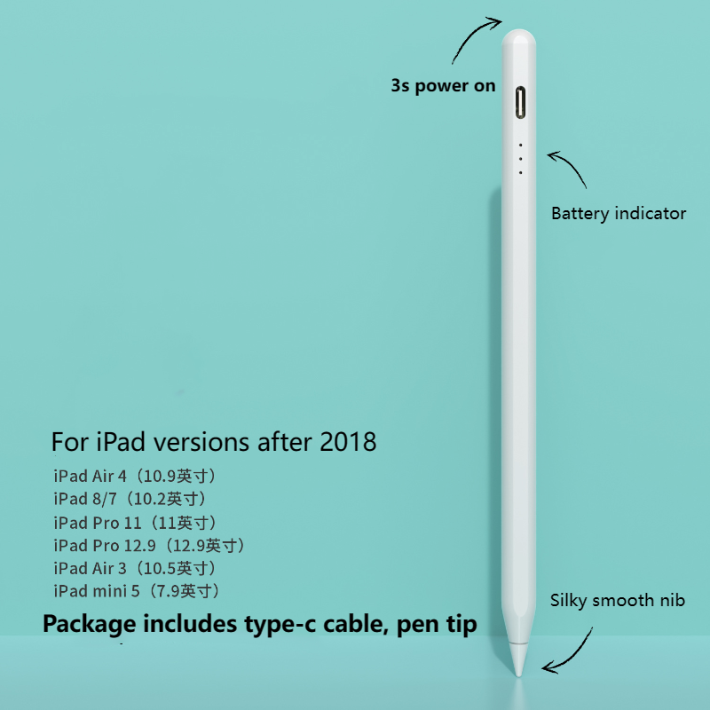 2024 Yeni ürün, iPad tablet elma kalem için şeffaf aktif kapasitif kalem, dokunmatik kalem, manyetik şarj, düz renk, ofis, çizim, aksesuarlar