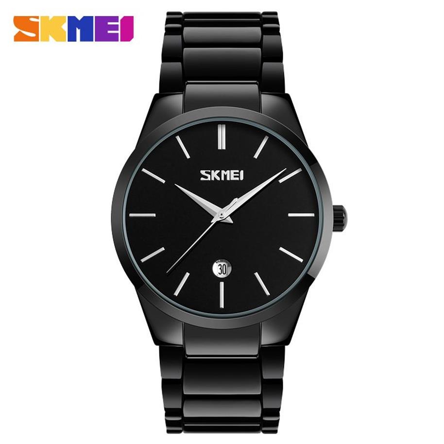 SKMEI hommes montres haut de gamme de luxe 3Bar étanche calendrier montre hommes alliage sangles Quartz montres relogio masculino 9140275h