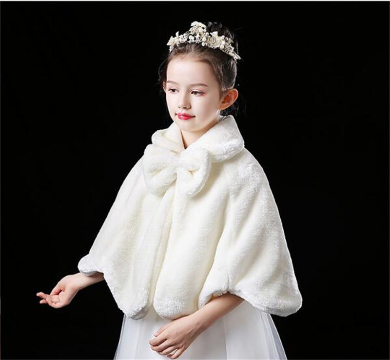 2024 Bestselling New Autumn Winter Children's Shawl Fashionable Jackets Premium Imitation Fur Cloak Girl's White Coat