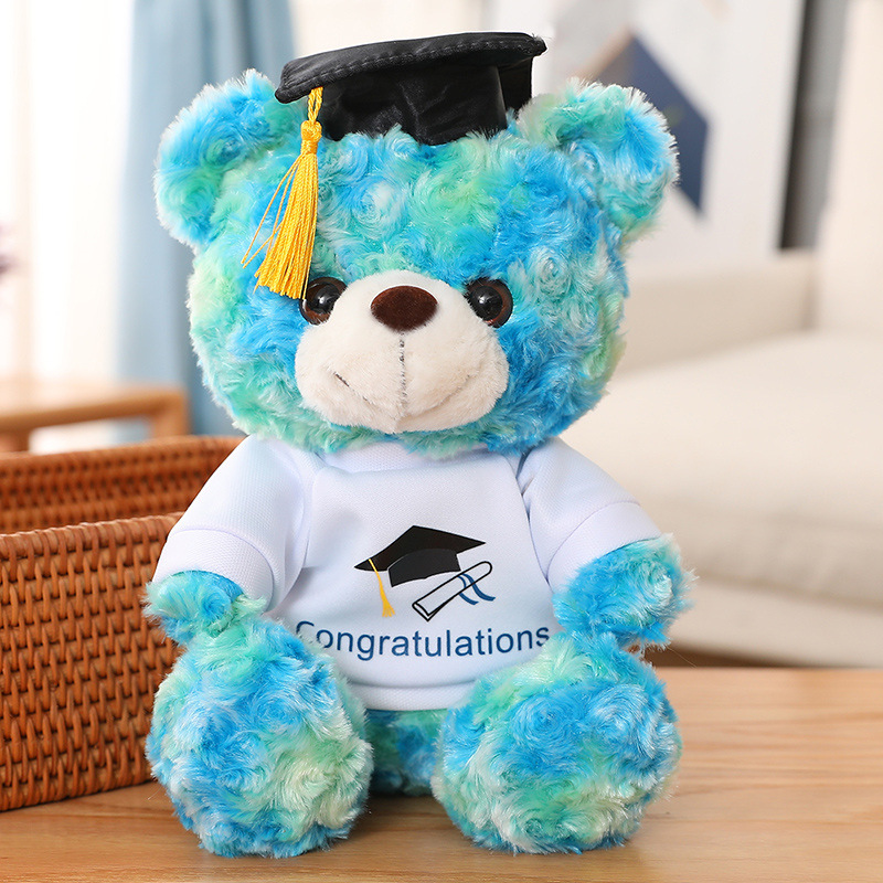 Cute Graduation Season Bear Plush Toys 23cm Congratulation Bear with Academic Cap Plush Dolls Gifts for Classmates Graduates Children Wholesale