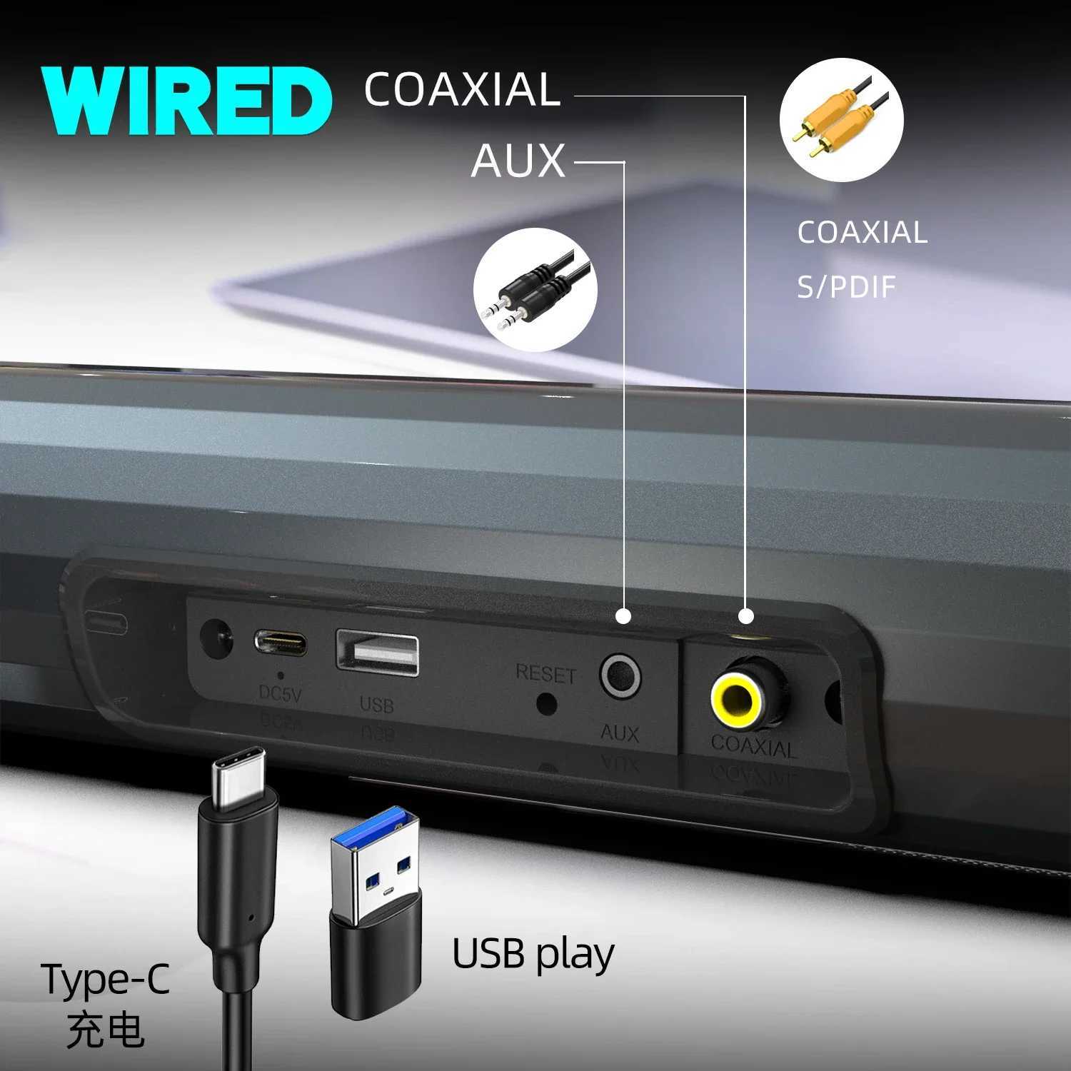 Bokhyllhögtalare BS-55 hemmabio-TV-datorhögtalare USB-trådbundna och trådlös Bluetooth utomhusvattentät bärbar surroundljudfält FM Radio