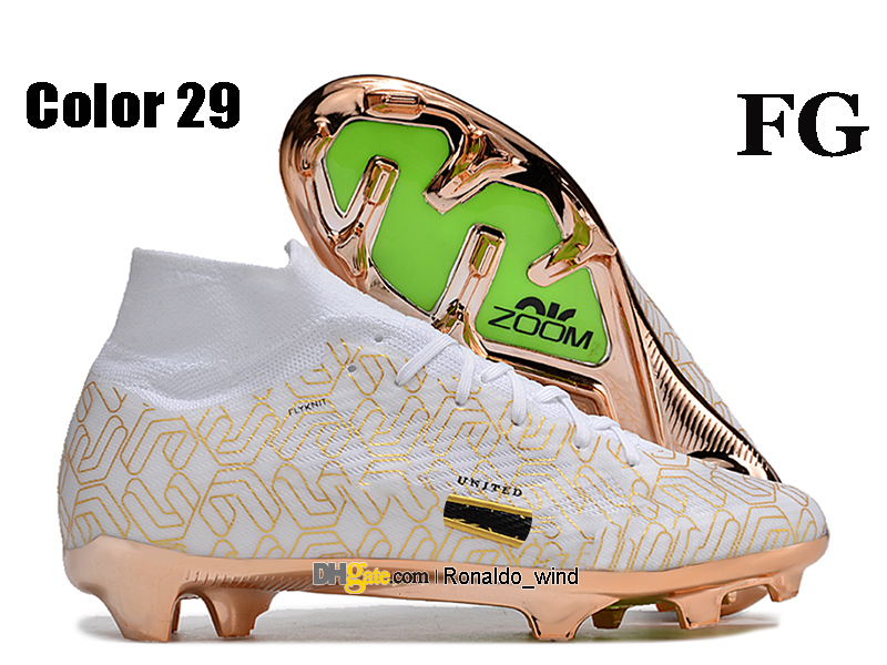 هدية حقيبة رجال عالية الكاحل لكرة القدم أحذية رونالدو CR7 Superfiys 9 IX Elite TNS FG Firm Ground Cleats Mbappe Neymar ACC Soccer Shoes Top Outdoor Trainers Botas de Futbol