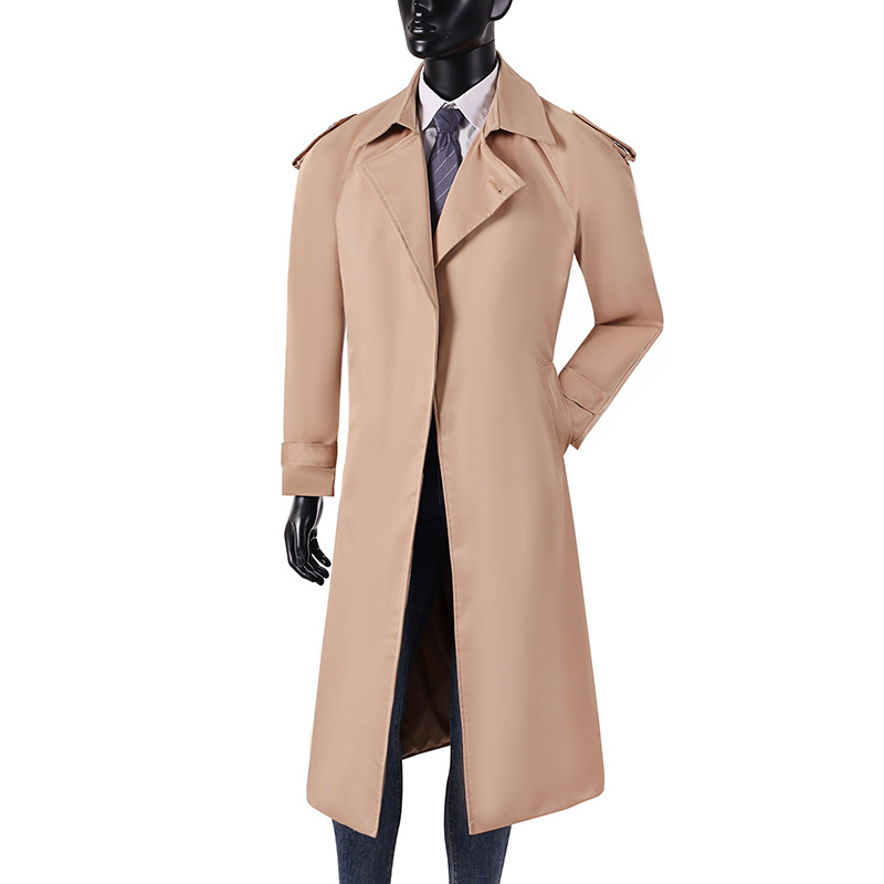 Heren trenchcoat lang marineblauw lente herfst streetwear met riem mannelijk windjack één knop klassiek vintage M-6XL