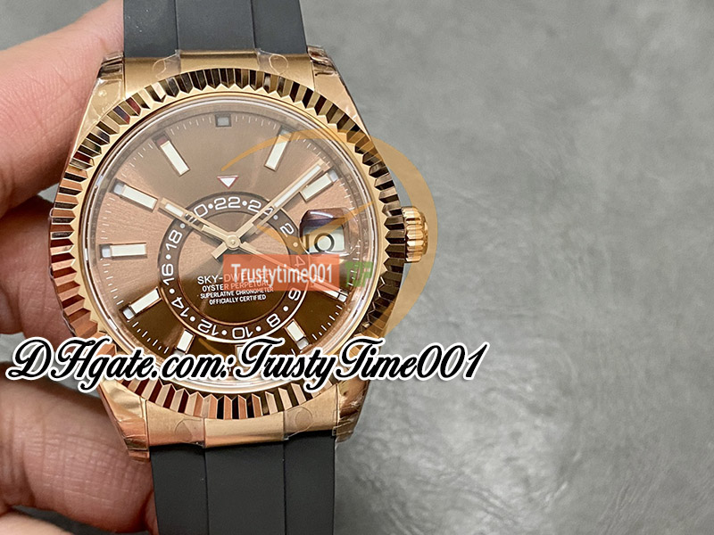 N V3 42 mm Sky 336235 A9002 Kalendarz komplikacji Automatyczne męskie zegarek 18K Rose Gold Brown Brown Dial Stark gumowe super edycja trustime001 zegarki