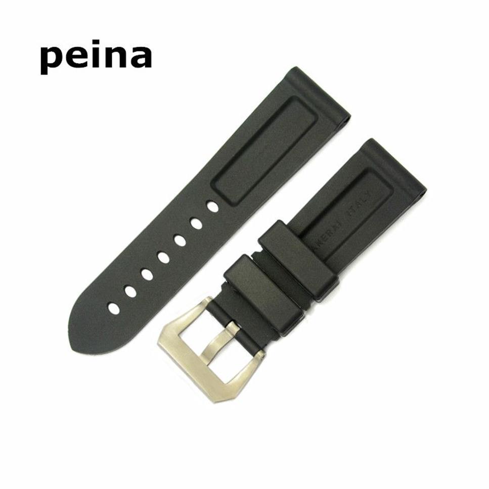 22mm 24mm homme nouveau haut de gamme noir plongée Silicone caoutchouc bracelets de montre bracelet pour PANERAI BANDS273g