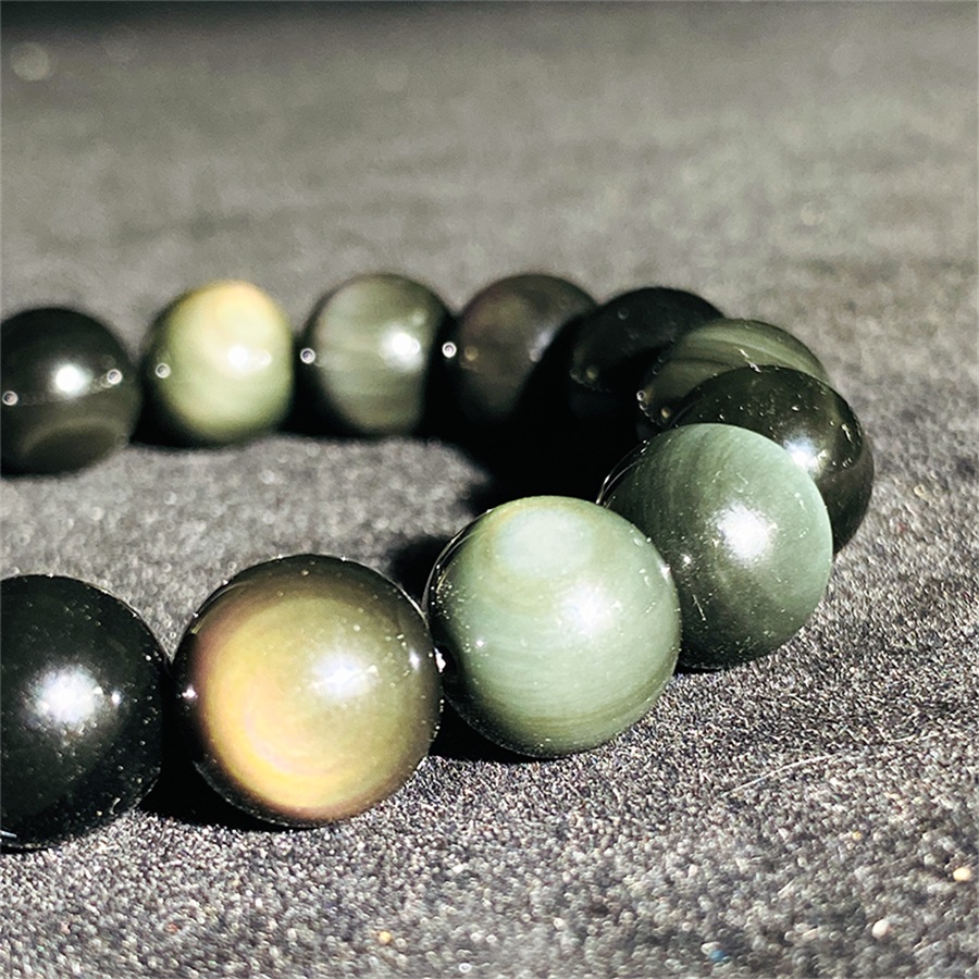 Bracciale con perline di ossidiana naturale Bracciale con meteorite in oro e cristallo autentico uomini e donne, braccialetto di giada sicura spiriti maligni