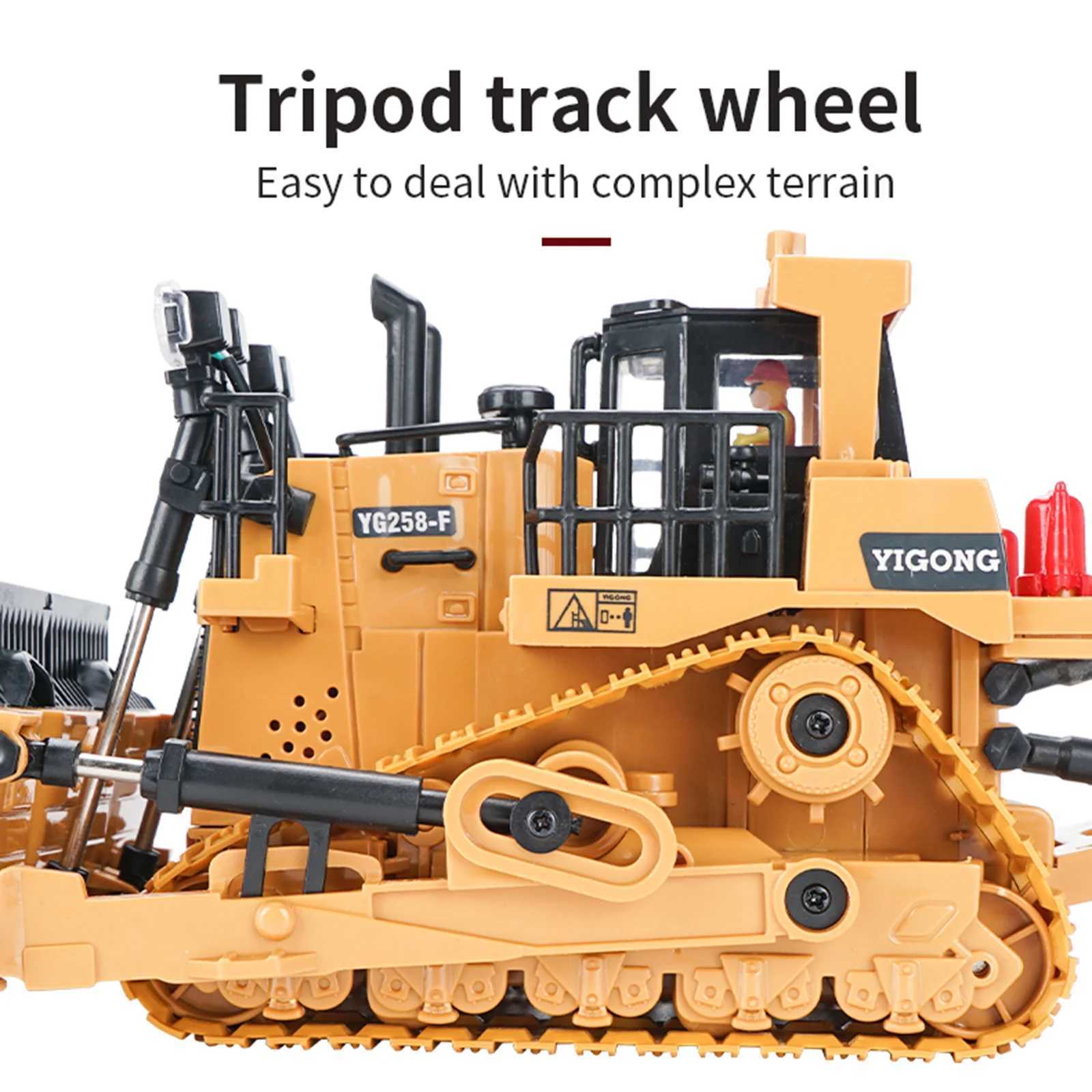 Diecast Model Cars RC Truck Crawler Heavy Bulldozer Toy 1/24 9CH RC Excavator RC Cars 2.4G Radio Controlled Bulldozer Cars Toys for Boy GiftL231223