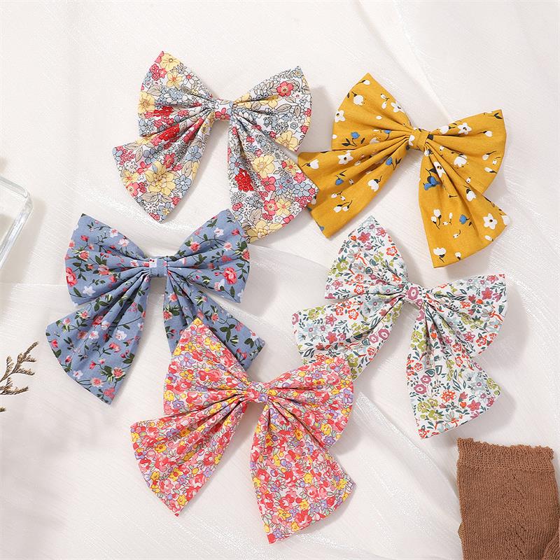 New Children Cute Bow Ribbon Hairpin Hair Clip Kids Floral Barrettes Baby Girls Decoration Hair Accessories