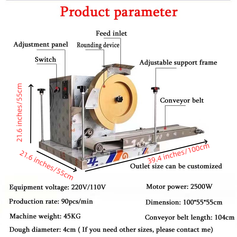 De Verdeler van het hoog rendementdeeg Rounder Commerciële Automatische Ronde Deegballen die Machine 220v 110v maken