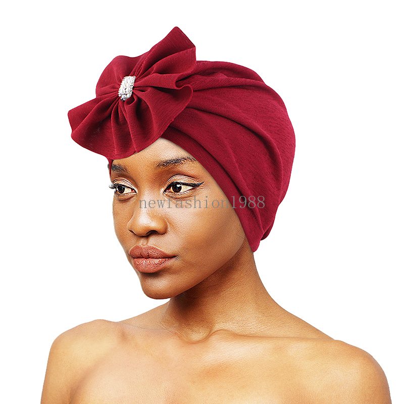 Sombrero de flores de disco para mujer musulmana, turbante Floral grande a la moda, pañuelo africano con perlas para la cabeza, accesorios para el cabello populares para iglesia y boda