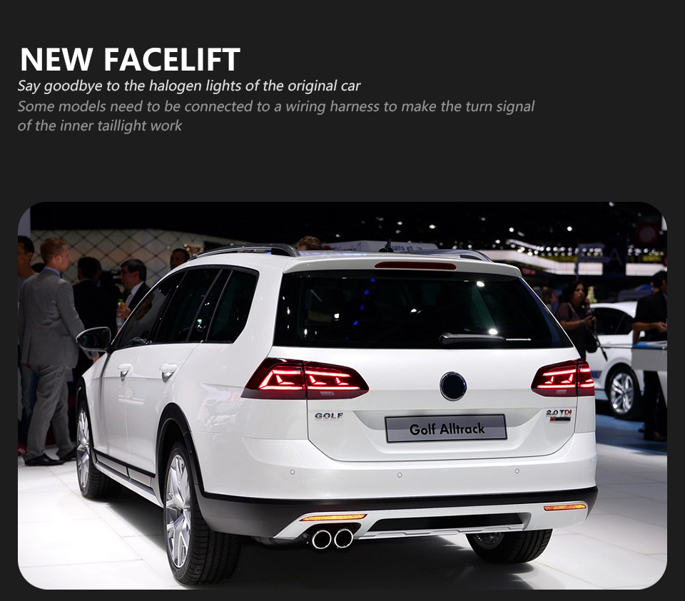 LED-blinkers bakljus för VW Golf 7 Variant Taillight 2013-2020 Golf7.5 Bakre löpande bromslampa Biltillbehör