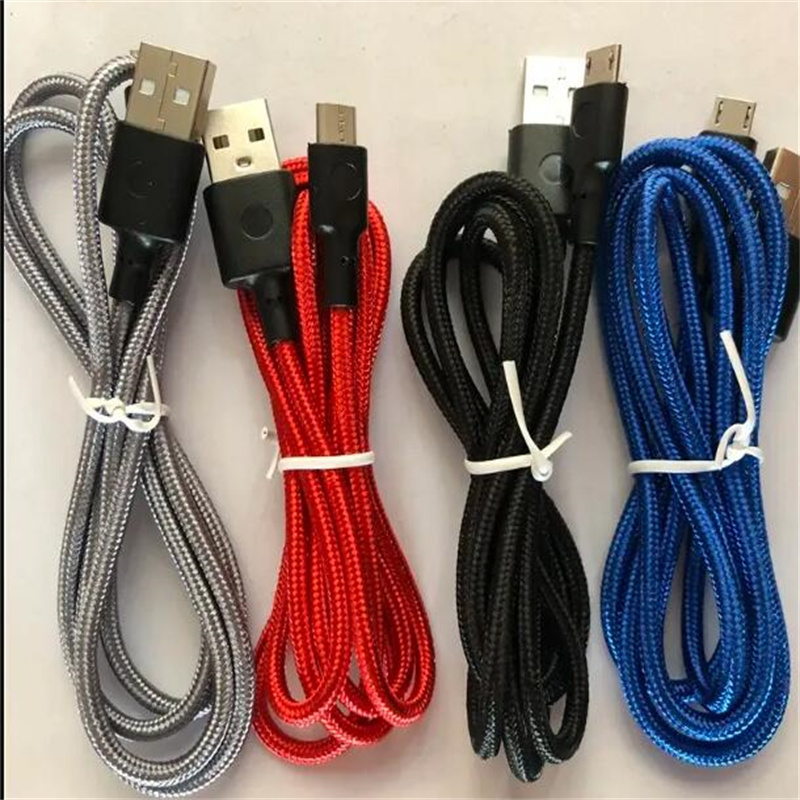 كابلات USB المضفر النوع C V8 Micro 1M/3ft 2M/6ft 3M/10ft Data 2A Charger Charger Cable Comple Lope Line and C to C Cable for phone