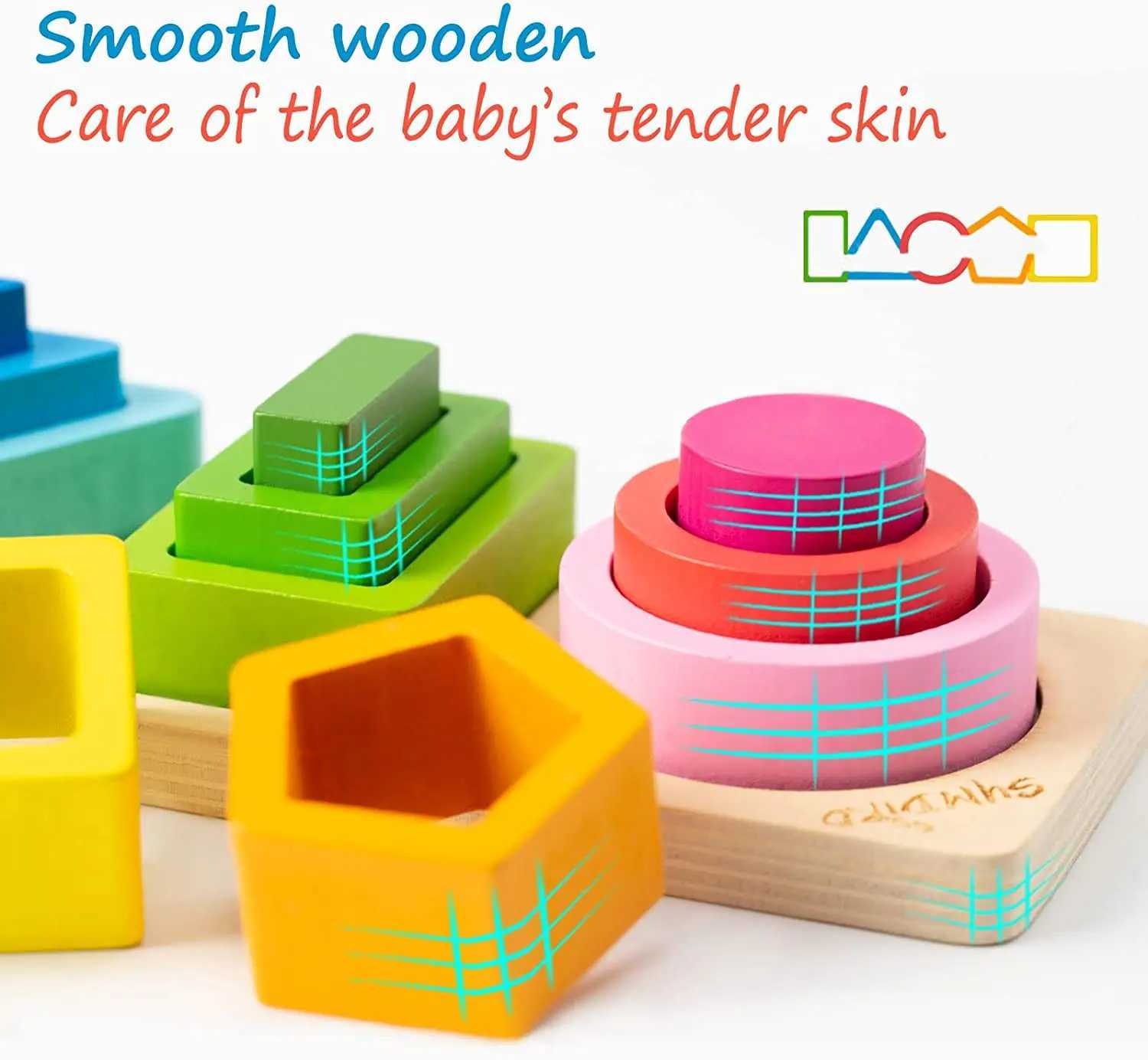 Jouets gigognes Montessori bois tri en bois jouets empilables pour bébé tout-petits forme éducative trieur de couleurs cadeaux pour enfants d'âge préscolaire