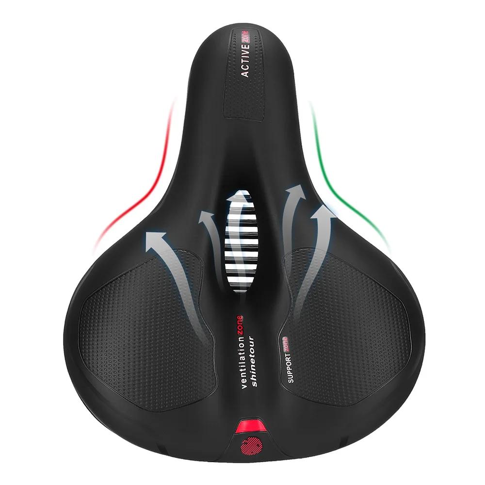 Selle Sella bici Sedile bici impermeabile Extra largo Gel Cruiser Morbido con barra riflettente Cuscino cavo ammortizzante bicicletta da montagna