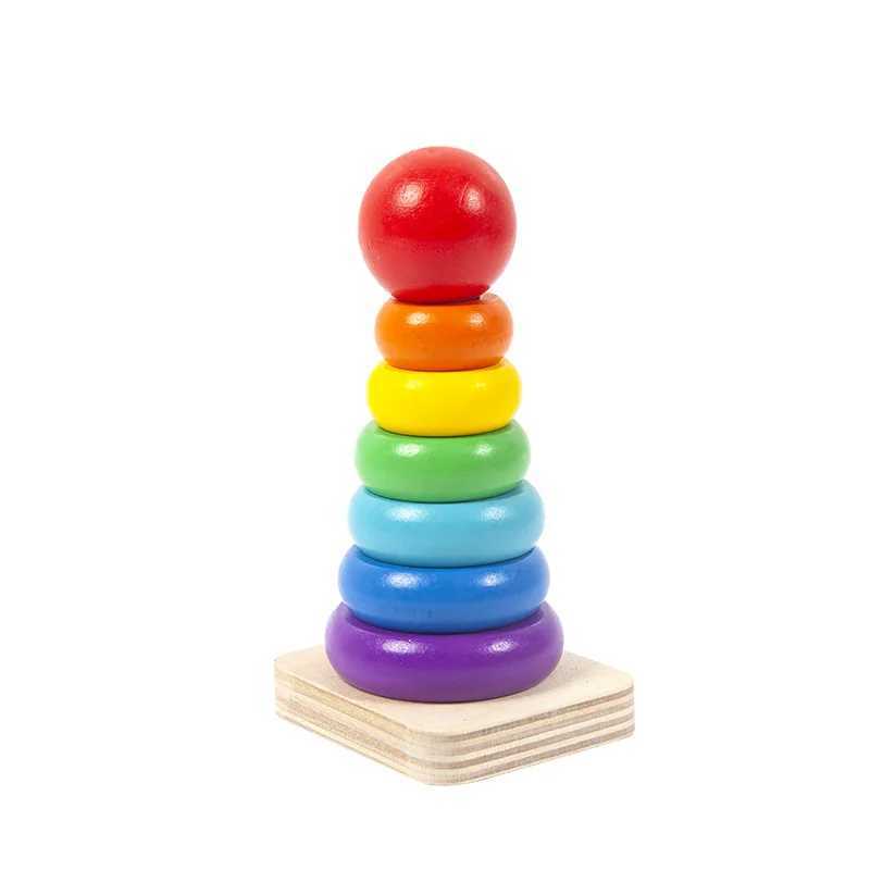 Jouets de nidification en bois Montessori pour enfants, tri du bois, ceinture empilable, filles et garçons, forme de couleur, jouets éducatifs précoces pour les tout-petits