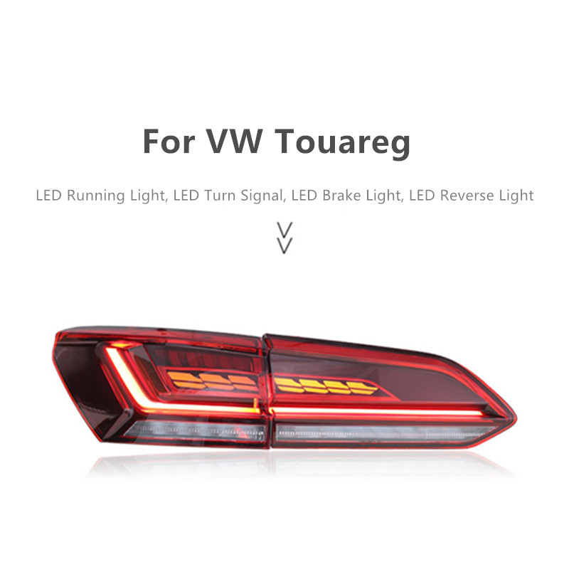 VW TouaregのLED Taillightターンシグナルテールライト2019-2021リアブレーキランニングリバースランプカーアクセサリー