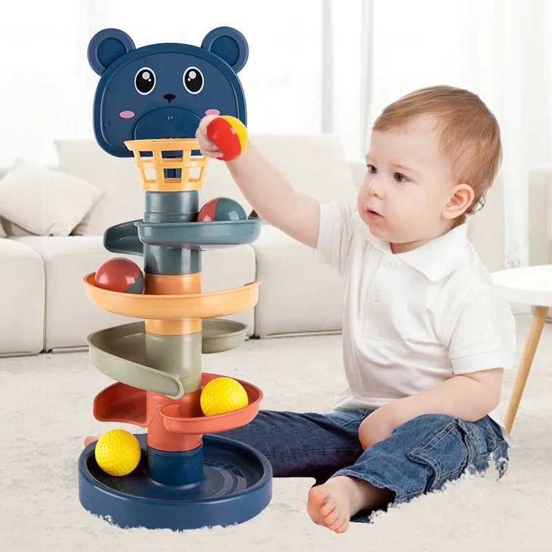 Sorteren Nestelen Speelgoed Rollende Bal Toren Montessori Educatieve Spelletjes Voor Baby's Stapelen Track Baby Ontwikkeling Speelgoed 1 2 3 jaar