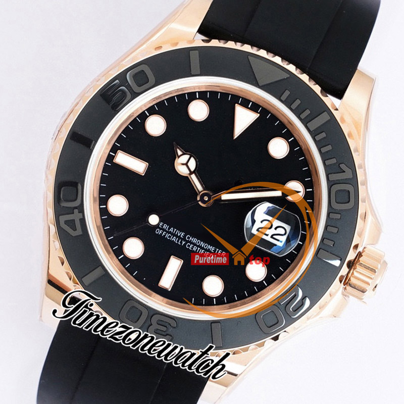 EWF V2 YM 40 mm 126625 A3235 Cal automatisch herenhorloge zwarte wijzerplaat keramiek bezel rosé gouden kast lederen band beste versie dezelfde seriële garantiekaart Timezonewatch