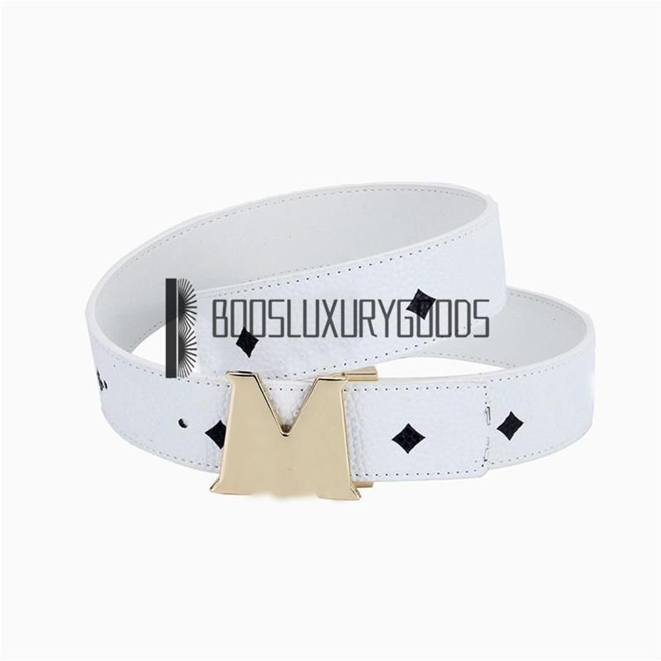 2022 M Luxury designer Belt Genuine Leather Women Belts For men Letter Double Big gold classical293b