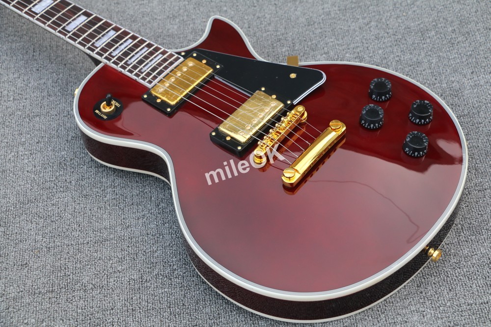 Chitarra elettrica LP classica custom shop 58 vino rosso, chitarra in mogano con corpo solido, spedizione gratuita