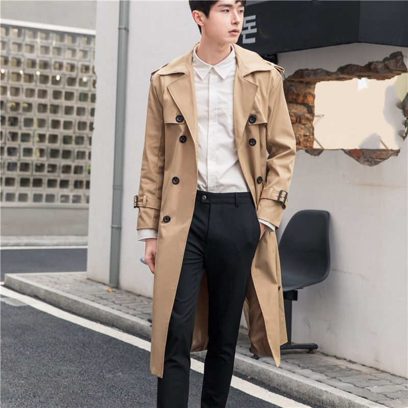 Men's Business Long Trench Coat for Tall men Spring Autumn Double Breasted Male Windbreaker England Style S-6XL