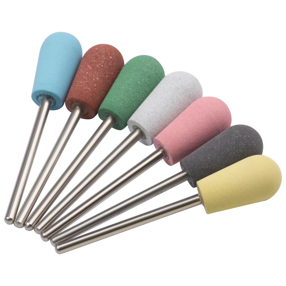 Trattamenti 100 pz Gomma Silicone Punte da trapano unghie Fresa manicure Hine Accessori Lucidatore Buffer Smerigliatrice Rimozione della cuticola