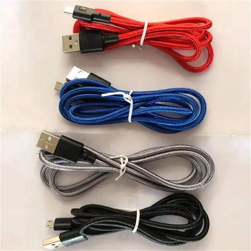 كابلات USB المضفر النوع C V8 Micro 1M/3ft 2M/6ft 3M/10ft Data 2A Charger Charger Cable Comple Lope Line and C to C Cable for phone