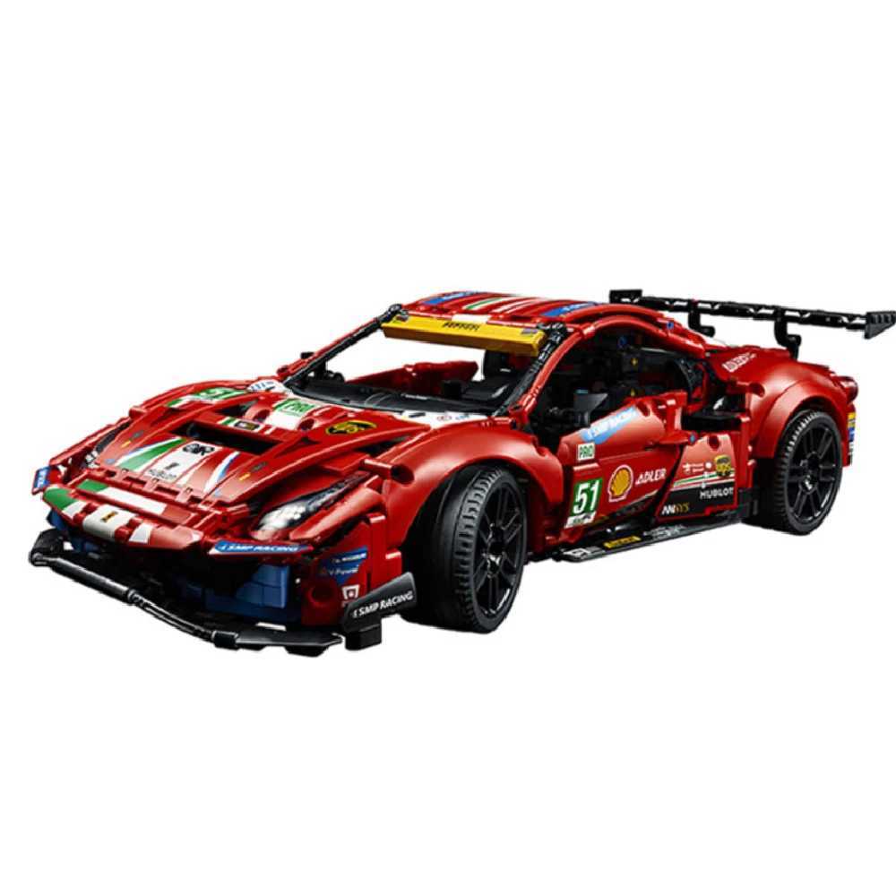 Blocks Technical Moc Red 488 Sports Car Model Assembly Building Blocks Famous Car Building Block Assembly Toy Children's Holiday GiftL231223