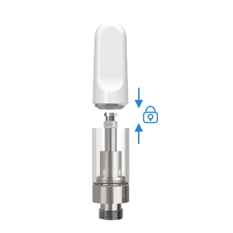 Pressad Th205 keramisk glasvape patroner atomizer 1.0 ml vit svart barnsäker snap-on push topp munstycke 510 tråd Th2-se tomvagnar