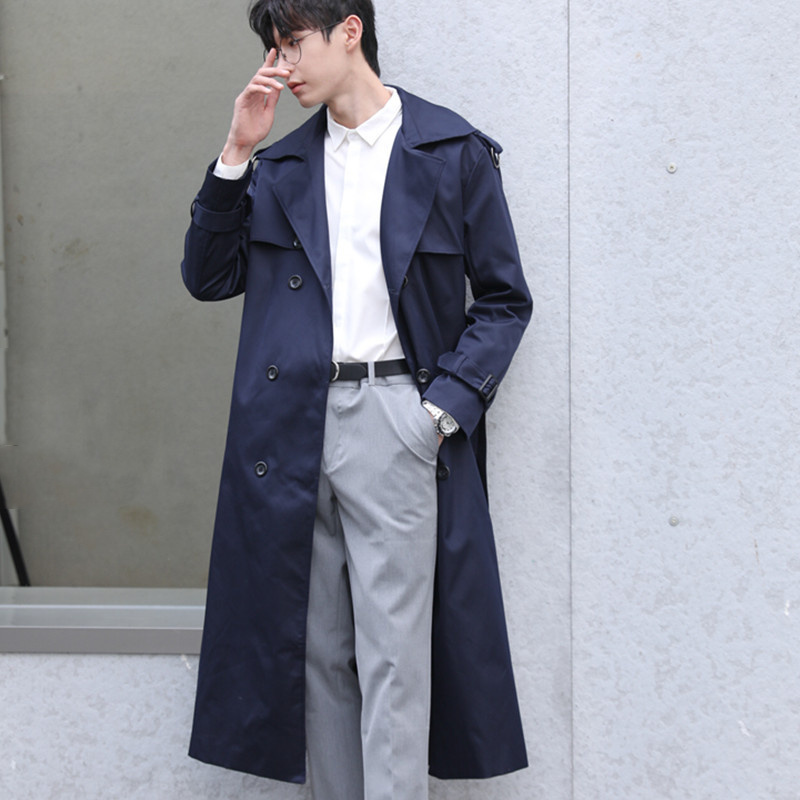 Men's Business Long Trench Coat for Tall men Spring Autumn Double Breasted Male Windbreaker England Style S-6XL