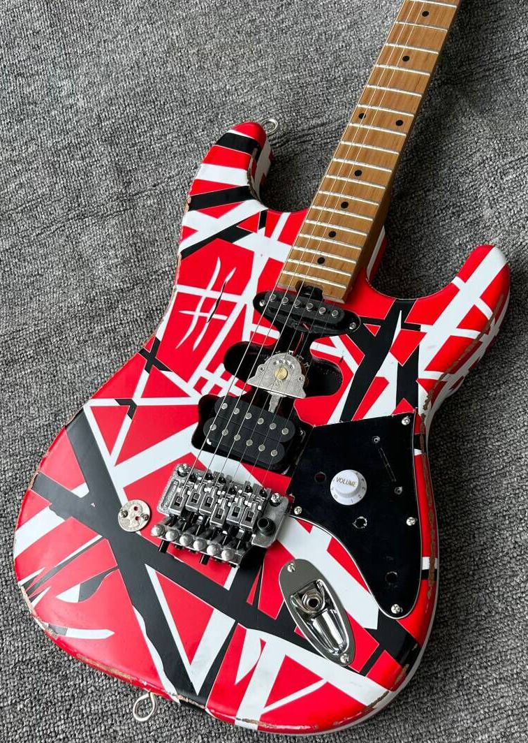 Eddie Van Halen Frankenstrat Frankenstein Electric Guitar i lager