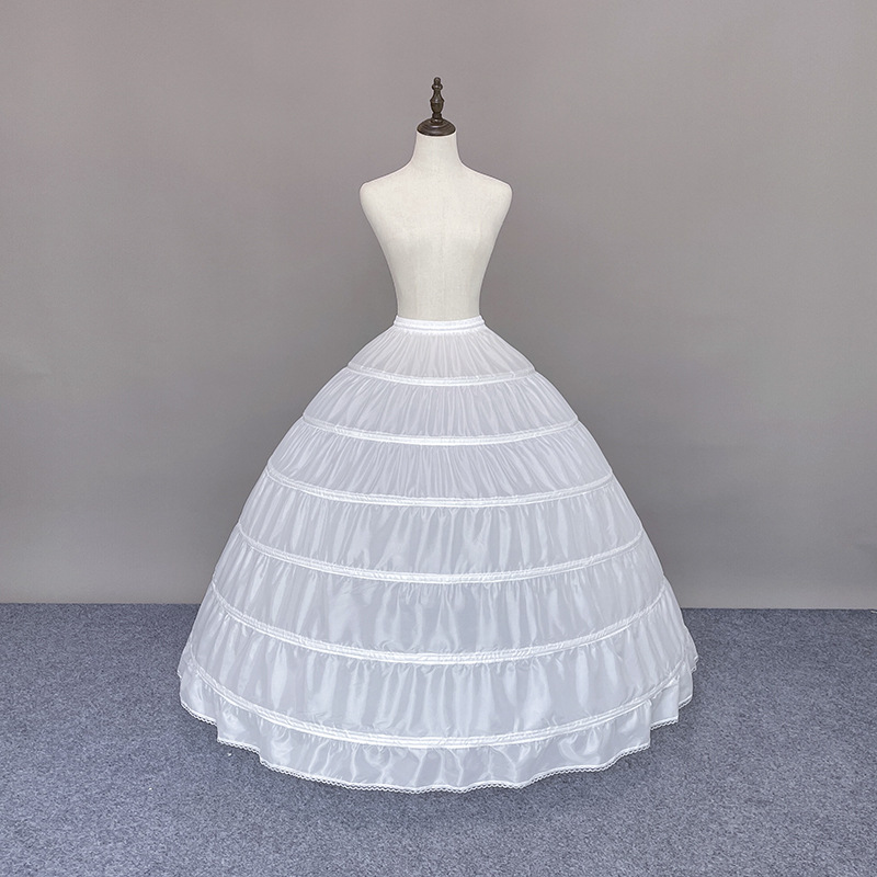 6 hoops petticoat för bollklänning bröllopsklänningar icke-vävda tyg justerbar midja crinoline fluffy prom quinceanera klänning brud underskirt al2162