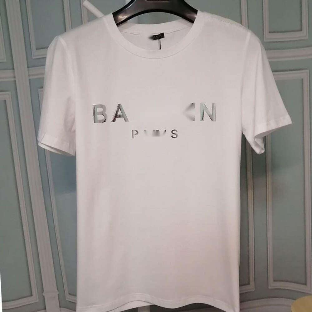 Balmani Tshirt Designer Original Quality Mens Tshirts Bronzing Laser Sequin Short Sleeve For Male Female Casual Loose Tshirt