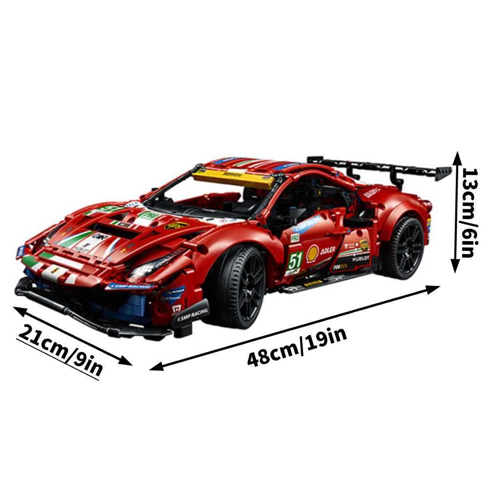 Blocks Technical Moc Red 488 Sports Car Model Assembly Building Blocks Famous Car Building Block Assembly Toy Children's Holiday GiftL231223