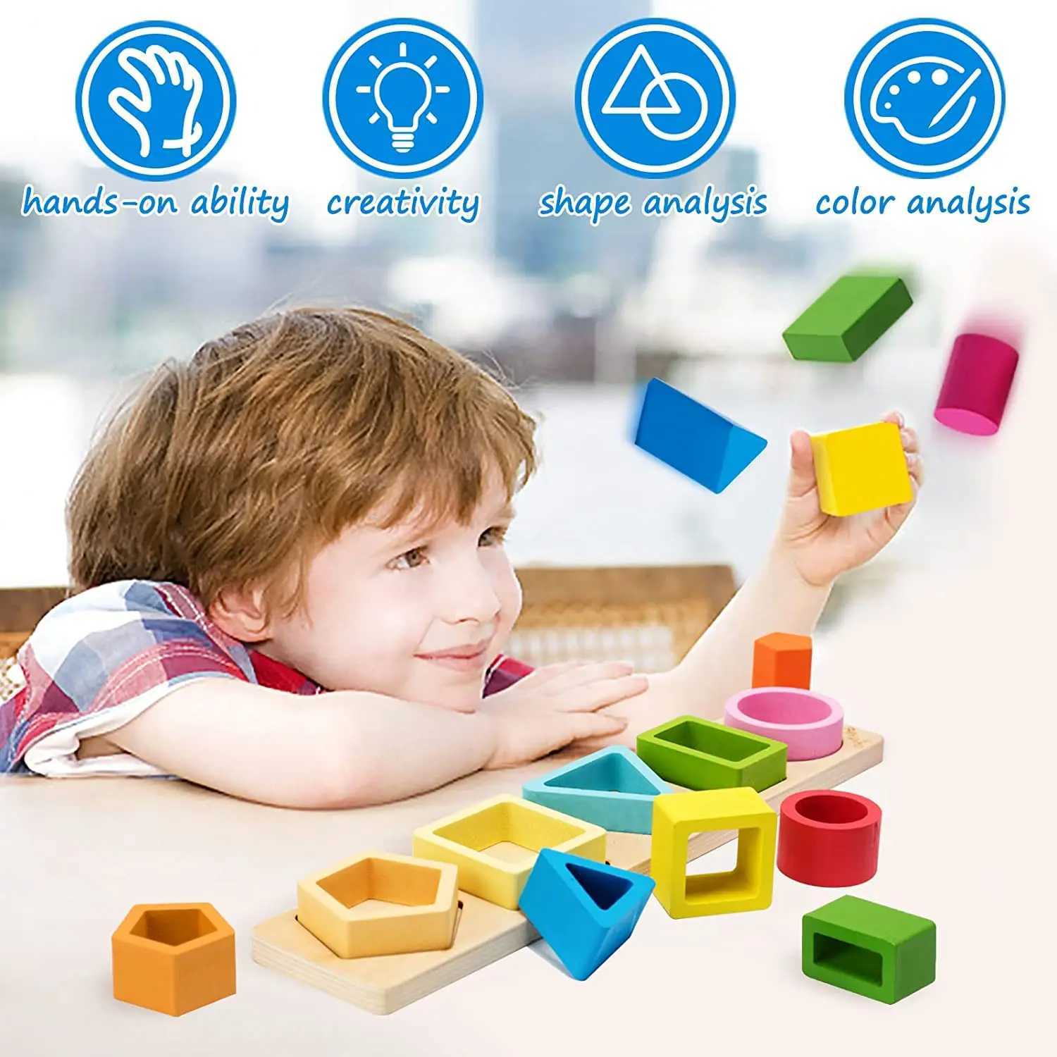 Jouets gigognes Montessori bois tri en bois jouets empilables pour bébé tout-petits forme éducative trieur de couleurs cadeaux pour enfants d'âge préscolaire