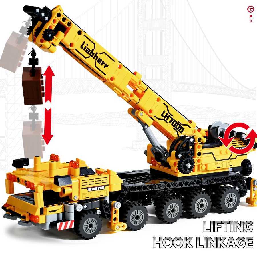 Blocks City Technician Construction Engineering Mobile Crane Vehicle Bricks Set Building Blocks Creative Kids Toys for Children Giftl231223