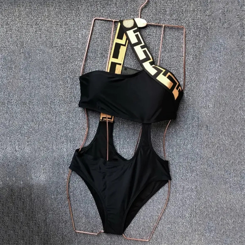 Women One-piece Swimwear With Pads Bikini Set Push Up Shoulder Strap Letters Swimsuits Bathing Suit Swimming Suit Black Fashion