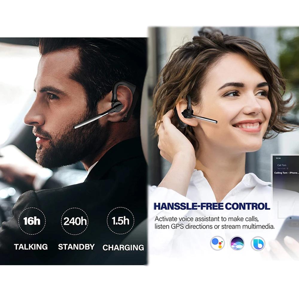 Hörlurar 2022 Nyaste K18 Bluetooth -headset v5.0 Handsfree hörlurar CVC8 Dual Mic Noise Reforting Wireless hörlurar för alla smarta telefoner