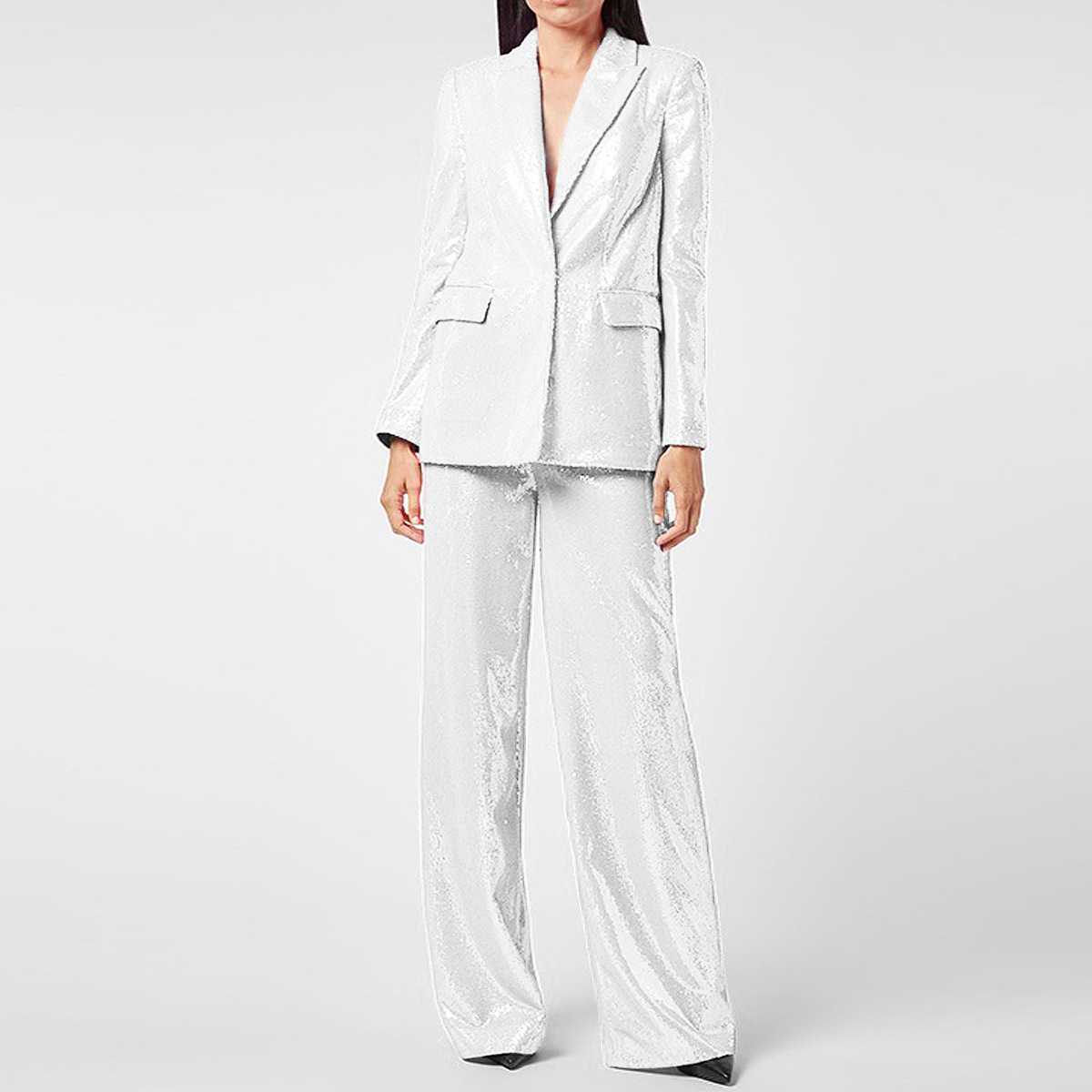 10001 2024 XL Milan Style Dwuczęściowe spodnie wiosenne letnia marka w tym samym stylu Dwa kawałki zestawy długie spodnie imperium załoga szyja biały mężczyzna