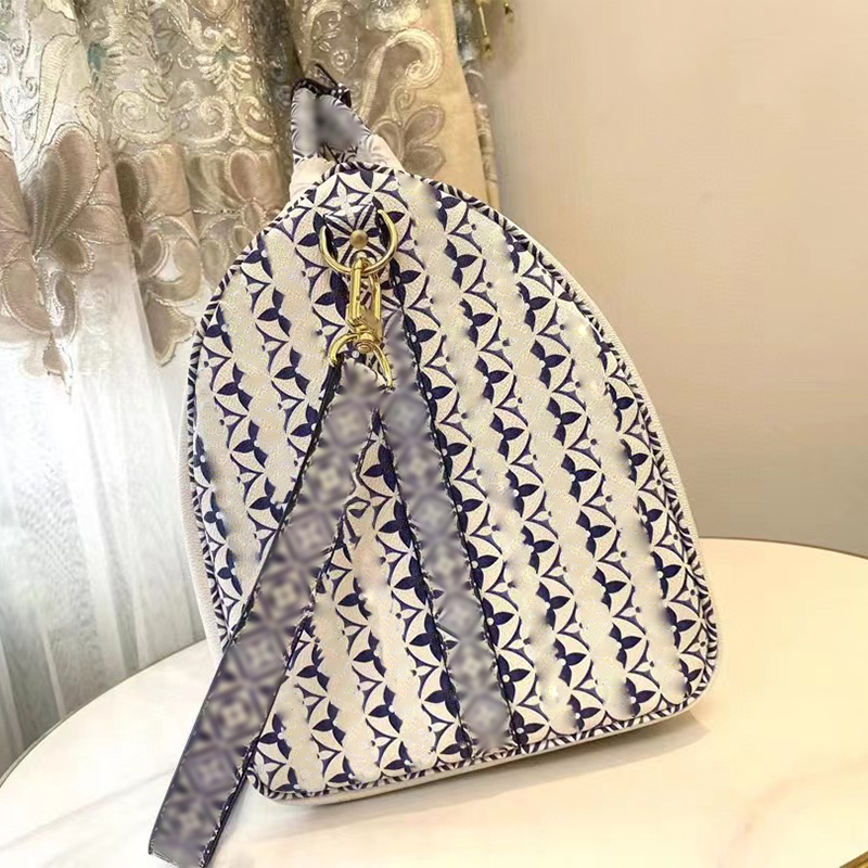 designerka torba doradca Kobiety 45 cm 50 cm Moda torba podróży duża torebka klasyczna wydrukowana płótno skórzana torba podróżna torba na pokład Torebka Duffel Mężczyźni Mężczyźni